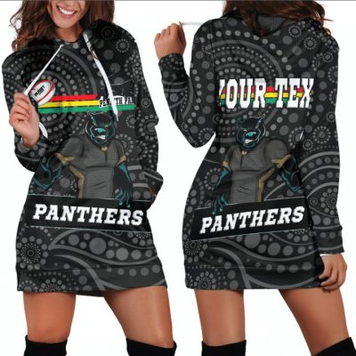 NRL Penrith Panthers Custom Text Indigenous Women Hoodie Dress