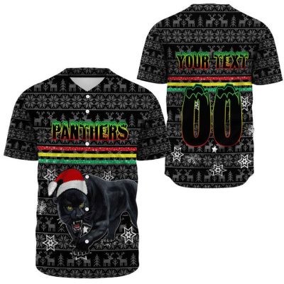 NRL Penrith Panthers Custom Text Number Christmas Baseball Jersey
