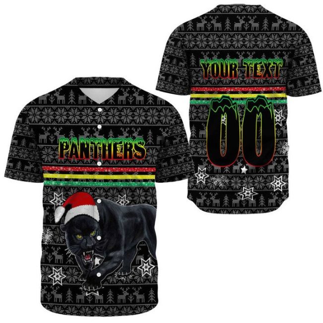NRL Penrith Panthers Custom Text Number Christmas Baseball Jersey