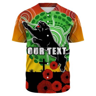 NRL Penrith Panthers Custom Text Poppy ANZAC Baseball Jersey