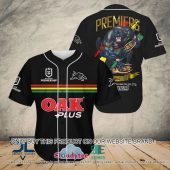NRL Penrith Panthers Premiers 2022 - 2023 Back 2 Back Mascot Baseball Jersey