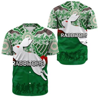 NRL South Sydney Rabbitohs ANZAC Day Green Baseball Jersey