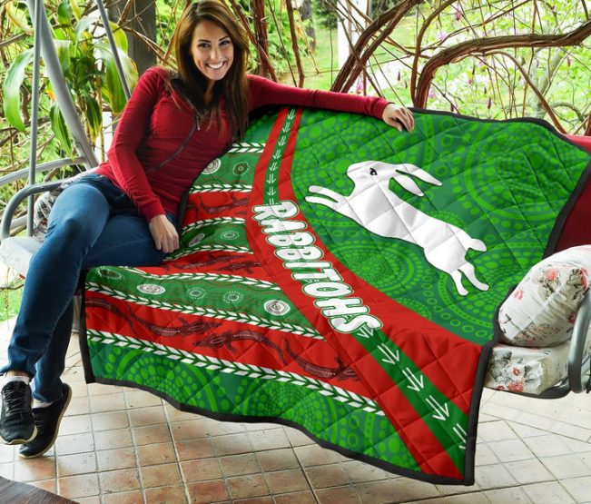 NRL South Sydney Rabbitohs Aboriginal Victorian Vibes Quilt Blanket