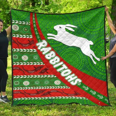 NRL South Sydney Rabbitohs Aboriginal Victorian Vibes Quilt Blanket