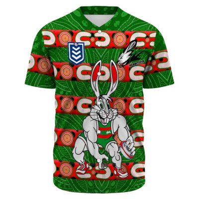 NRL South Sydney Rabbitohs Comic Style Baseball Jersey