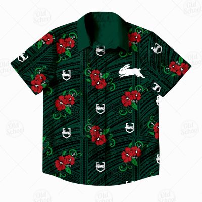 NRL South Sydney Rabbitohs Custom Name Number Tribal Hawaiian Shirt