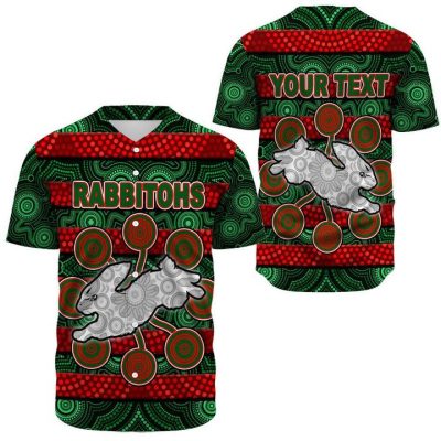 NRL South Sydney Rabbitohs Custom Text Aboriginal Baseball Jersey