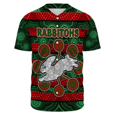 NRL South Sydney Rabbitohs Custom Text Aboriginal Baseball Jersey