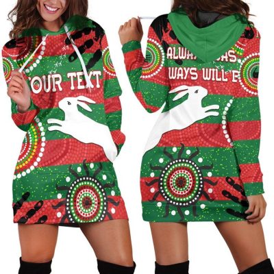 NRL South Sydney Rabbitohs Custom Text Indigenous NAIDOC Women Hoodie Dress