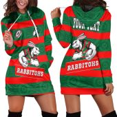 NRL South Sydney Rabbitohs Custom Text Superman Women Hoodie Dress