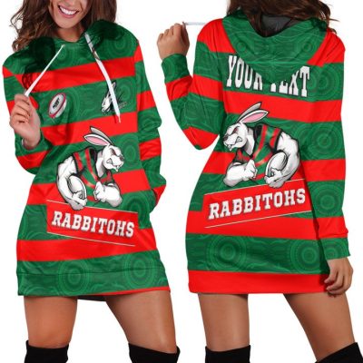 NRL South Sydney Rabbitohs Custom Text Superman Women Hoodie Dress