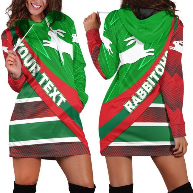 NRL South Sydney Rabbitohs Custom Text Victorian Vibes Women Hoodie Dress