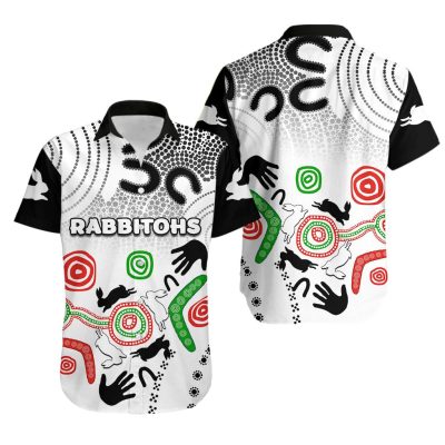 NRL South Sydney Rabbitohs Indigenous - White Hawaiian Shirt