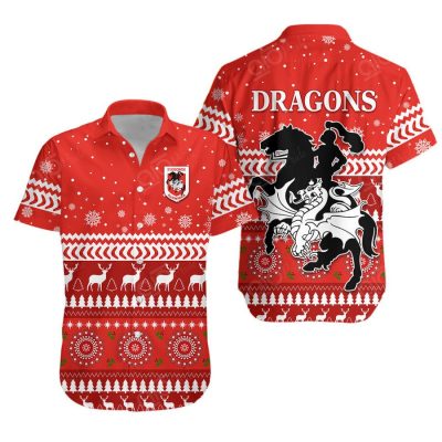 NRL St. George Illawarra Dragons Christmas Style - Red Hawaiian Shirt