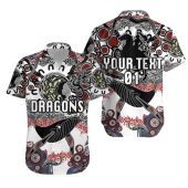 NRL St. George Illawarra Dragons Custom Name Number Indigenous Hawaiian Shirt