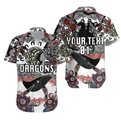 NRL St. George Illawarra Dragons Custom Name Number Indigenous Hawaiian Shirt