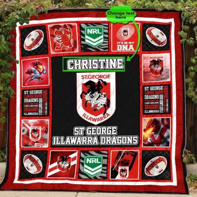 NRL St. George Illawarra Dragons Custom Name Quilt Blanket V1