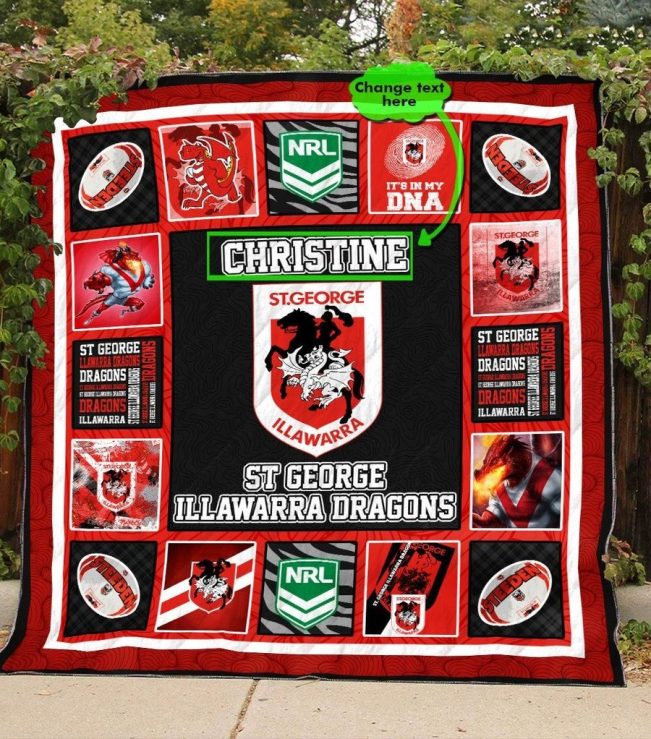 NRL St. George Illawarra Dragons Custom Name Quilt Blanket V1