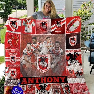 NRL St. George Illawarra Dragons Custom Name Quilt Blanket V2