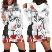 NRL St. George Illawarra Dragons Custom Text ANZAC Day New Women Hoodie Dress