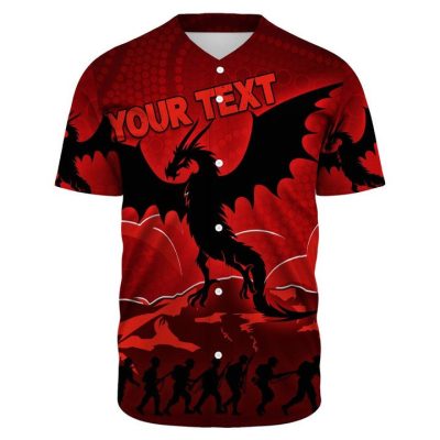 NRL St. George Illawarra Dragons Custom Text Indigenous ANZAC Day Baseball Jersey