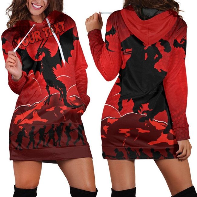 NRL St. George Illawarra Dragons Custom Text Indigenous ANZAC Day Women Hoodie Dress