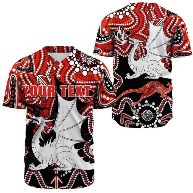 NRL St. George Illawarra Dragons Custom Text Indigenous Limited Edition Baseball Jersey