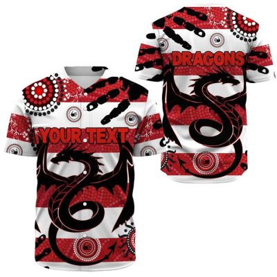 NRL St. George Illawarra Dragons Custom Text Indigenous White Red Baseball Jersey