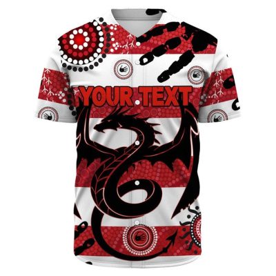 NRL St. George Illawarra Dragons Custom Text Indigenous White Red Baseball Jersey