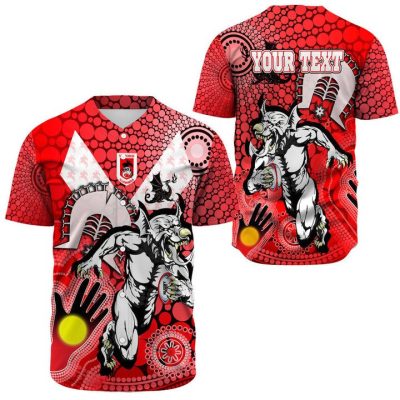 NRL St. George Illawarra Dragons Custom Text NAIDOC New Baseball Jersey