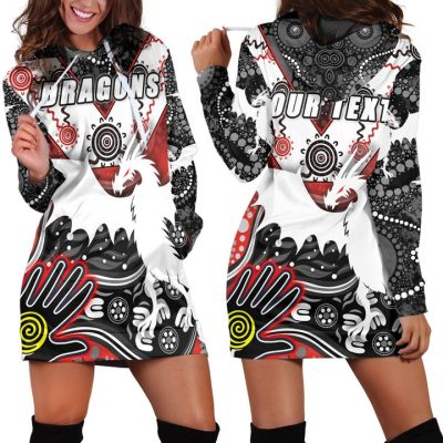NRL St. George Illawarra Dragons Custom Text NAIDOC Women Hoodie Dress