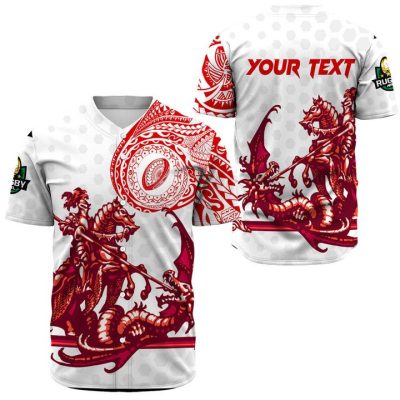 NRL St. George Illawarra Dragons Custom Text Polynesian Tattoo Style Baseball Jersey