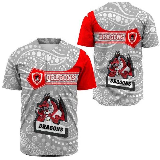 NRL St. George Illawarra Dragons Grey Simple Indigenous Style Baseball Jersey