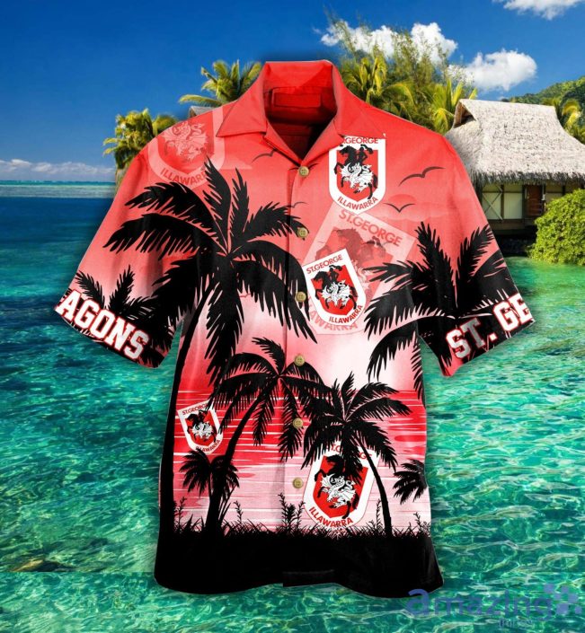 NRL St. George Illawarra Dragons Palm Tree Sunrise Hawaiian Shirt