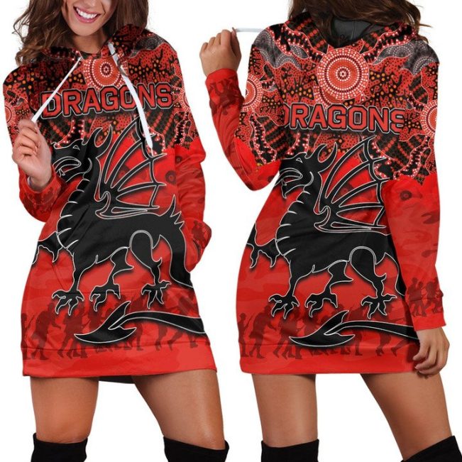 NRL St. George Illawarra Dragons Red Indigenous Edition Women Hoodie Dress