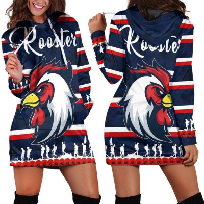 NRL Sydney Roosters ANZAC Day Navy Red Women Hoodie Dress