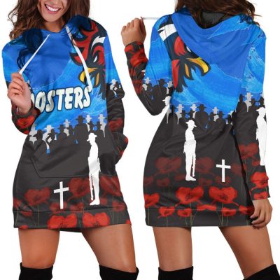 NRL Sydney Roosters ANZAC Day Poppy Blue Women Hoodie Dress