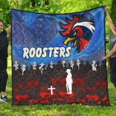 Nrl Sydney Roosters Anzac Day Poppy Flower Aboriginal Quilt Blanket 1803.jpeg - demo10