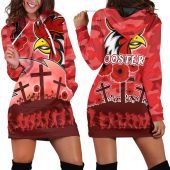NRL Sydney Roosters ANZAC Day Poppy Red Women Hoodie Dress