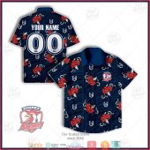 NRL Sydney Roosters Custom Name Number Tribal Hawaiian Shirt