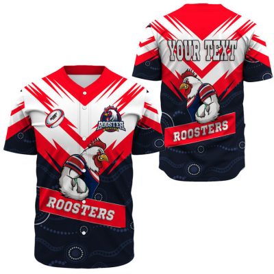 NRL Sydney Roosters Custom Text Black White Indigenous Baseball Jersey