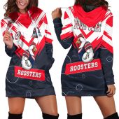 NRL Sydney Roosters Custom Text Indigenous Black White Women Hoodie Dress