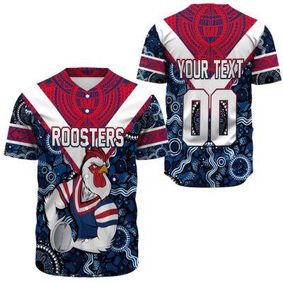 NRL Sydney Roosters Custom Text Number Aboriginal Tattoo Baseball Jersey