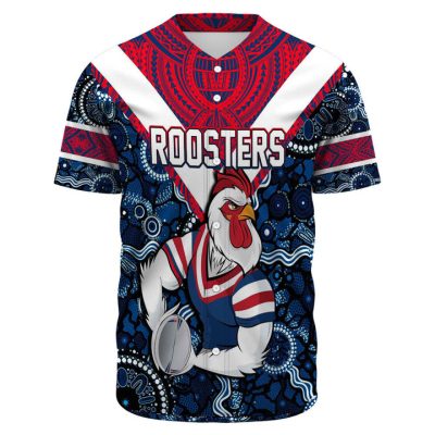 NRL Sydney Roosters Custom Text Number Aboriginal Tattoo Baseball Jersey