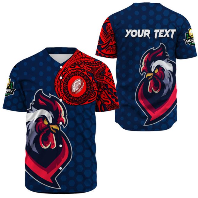 NRL Sydney Roosters Custom Text Polynesian Tattoo Baseball Jersey