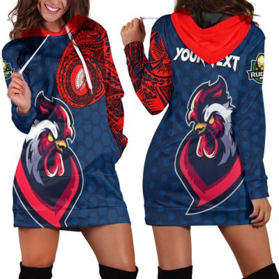NRL Sydney Roosters Custom Text Polynesian Tattoo Women Hoodie Dress