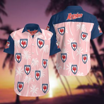 NRL Sydney Roosters Summer Light Pink Hawaiian Shirt