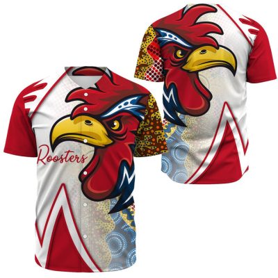NRL Sydney Roosters White Red Indigenous Baseball Jersey