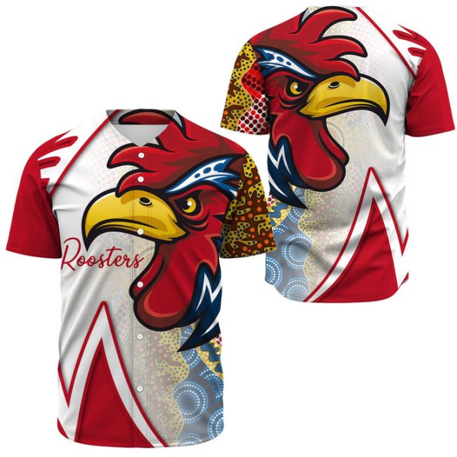 NRL Sydney Roosters White Red Indigenous Baseball Jersey