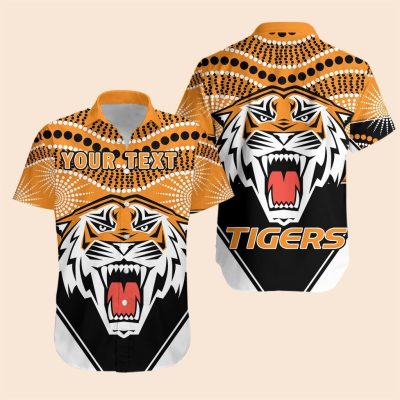 NRL Wests Tigers Custom Text Indigenous Hawaiian Shirt